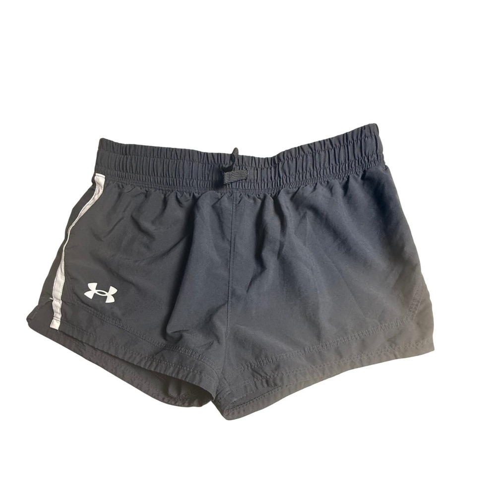 Under Armour Girls Athletic Running Shorts Black YLG Gym Workout-815